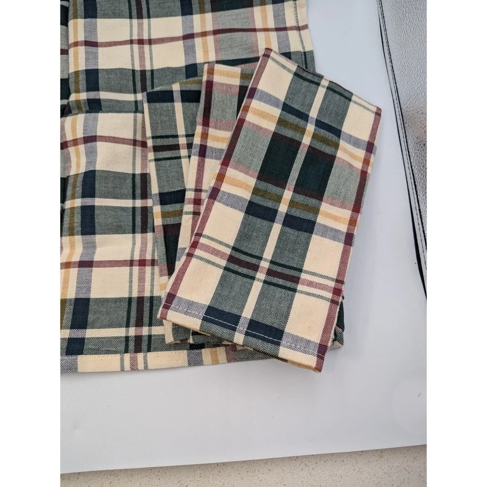 Park Designs Napkins Set of 4 Plaid Cotton Green Burgundy Farmhouse 18x18